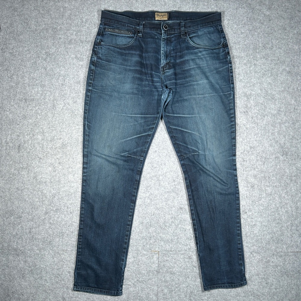 Wrangler denim jeans mens 36 Dark Wash Greensboro Regular Fit Narrow Leg